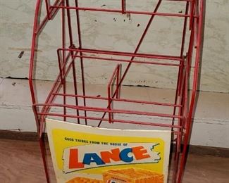 Lance crackers jar display rack with sign