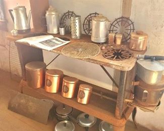 Vintage/antique kitchen stove, percolator, canisters, and more!