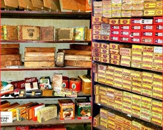 Tobacco collectibles including cigar boxes, crates, tins, lighters, pocket protectors,  and more!