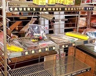 Sauer's Seasoning/Spice rack, spices, and other advertising pieces