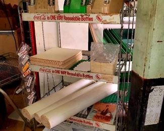 Coca Cola display rack, S & H Green Stamps machines & books, advertising box cutters