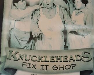 Three Stooges metal reproduction sign