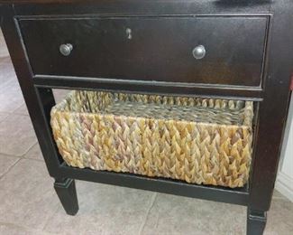 Black Occasional Table with Weave Basket