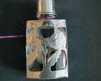 Sterling Silver Travel Perfume Holder with Glass Bottle