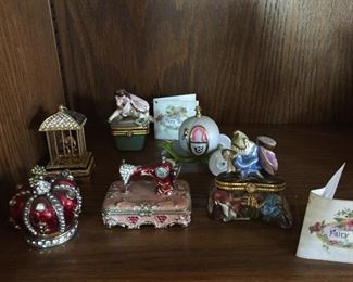 Collectible trinket boxes.