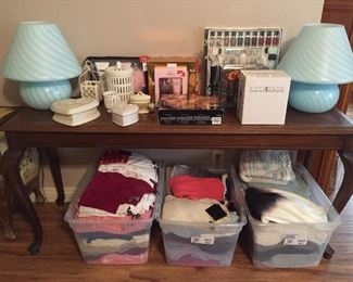 Vintage Vetri Murano blue mushroom lamps, circa 1970's.