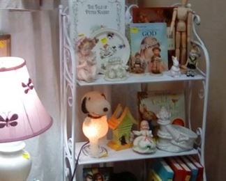 Variety on every shelf to chose for your chi ld's enjoyment. Note the Snoopy lamp!