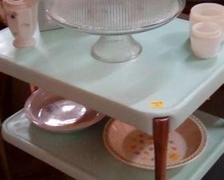 3-tiered utility cart in light aqua.