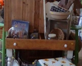 Primitives and more farmhouse. Dry sink made from old furniture. Unique and beautiful!