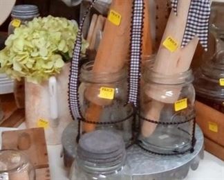 Wooden rolling pins, old Ball jars, and more!