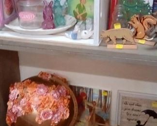 Child's toys, another look at the awesome tramp art globe! Double chair toy rocker.