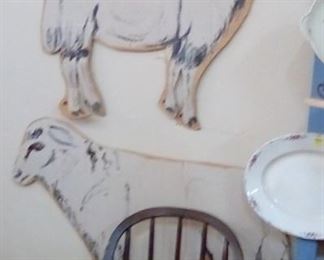 Cardboard cutouts, painted, goat and sheep. (Sold as each of group of 4)