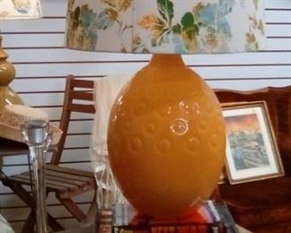 Mid-century mustard lamp with funky lampshade