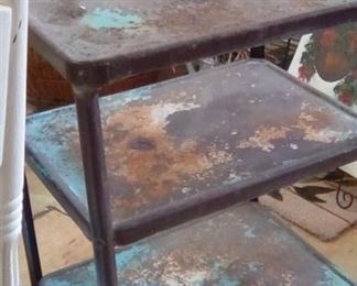 Old blue patina utility cart