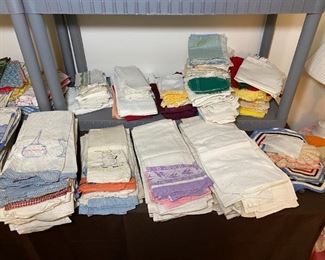 Large Lot of Antique Tea Towels