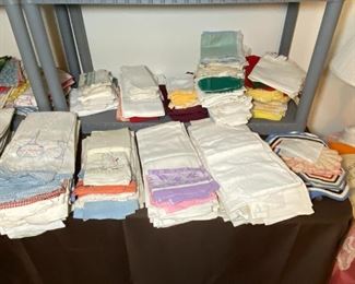 Large Lot of Antique Tea Towels