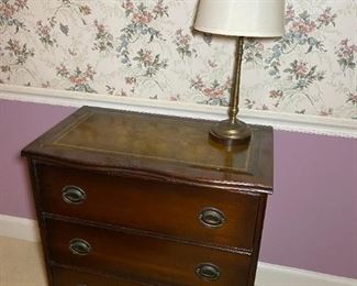 Leather Inlay 3 Drawer Chest