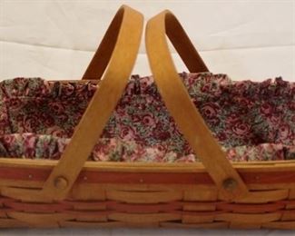 4005 - 1991 Longaberger May Series Rose Basket with Fabric Liner 14.5 x 8.5 x 4