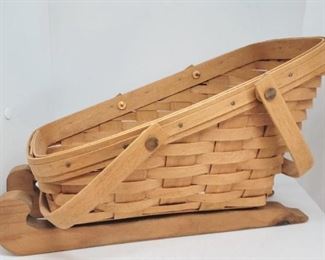5059 - 1990 Longaberger Vegetable Basket/Sleigh Decor Includes wooden runners 10 x 13 x 7 1/2
