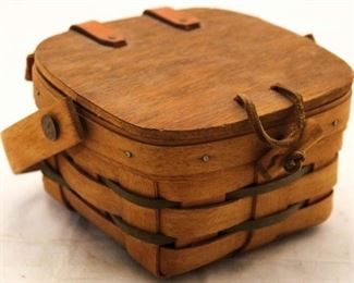 5061 - Longaberger Small Leather hinged top 3 1/2 x 5 x 5