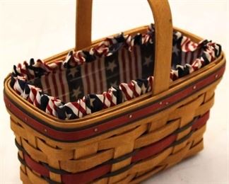 5070 - 1994 Longaberger All American Candle Basket with fabric liner & plastic protector 5 x 9 1/2 x 5