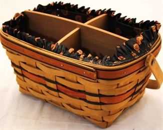 5074 - 1994 Longaberger Boo Halloween Basket with Pumpkin Liner, plastic protector & wood divider 6 x 11 x 8