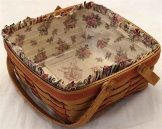 5088 - 1992 Longaberger Mother's Day basket with Fabric Liner & plastic protector 4 1/2 x 10 1/2 x 10 1/2