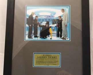5102 - Willie Wonka photo w/ Golden Ticket, signed 24 x 19