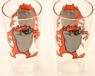 5155 - Pair of Tazmanian Devil Glasses 1973 by Pepsi 6.5 tall