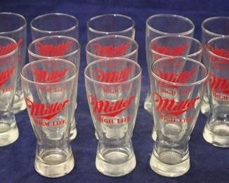 5624 - 13 Miller beer glasses 6"