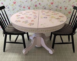 Hand Painted Pedestal Table (Chairs SOLD) 