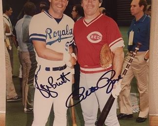 George Brett & Pete Rose signed 8x10 photo 