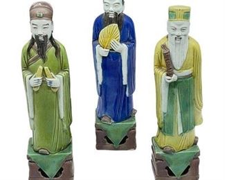 Lot 030c
Chinese Sancai Glazed Porcelain Attendant Figurines