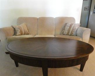 Oval coffee table and sofa