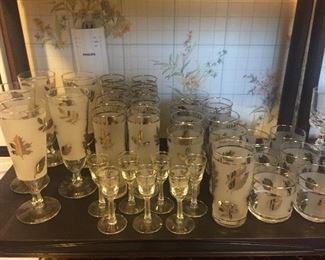 Mid Century Libby Frosted Silver Leaf glasses