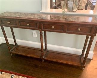 Solid Wood Sofa Table with Marble Top