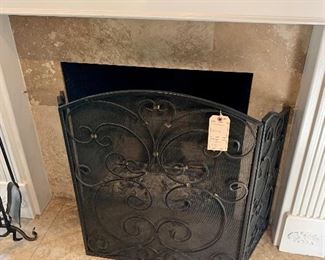 Iron and Mesh Fireplace Screen