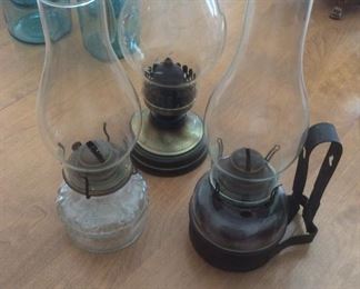 Antique Hurricane Glass Oil Lamps