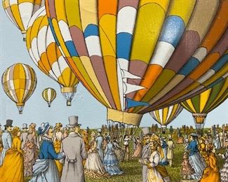 H HARGROVE Signed Hot Air Balloon Giclee Artwork
