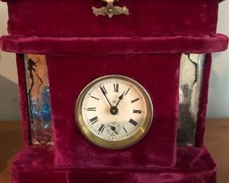 Can you say Precious. Old vanity clock/jewelry box