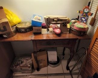 Singer sewing machine & sewing items
