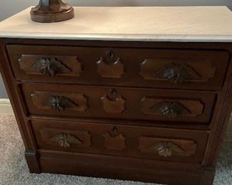 Antique marble top wooden dresser 19th century 