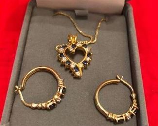 Heart Pendant with Earrings