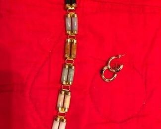 Semi Precious Stones Bracelet Earrings