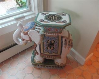 Handpainted Ceramic Asian Elephant Plant Stand