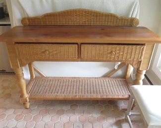 Rattan 2 Draw Console Table