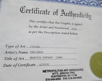 Kravjansky Mountain Symphony (Dawn) Etching with Certificate of Authenticity