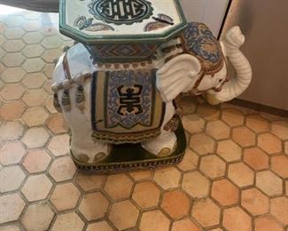 Handpainted Ceramic Asian Elephant Plant Stand