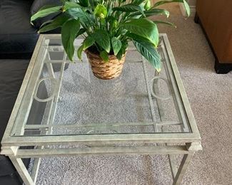 Matching metal and glass end table.