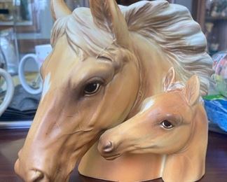 Mare and colt head vase